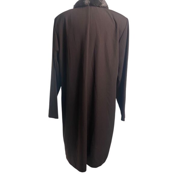 Vtg Anna Maxwells Brown Sheer over coat faux fur collar wedding ,cocktails 18W - Picture 5 of 8